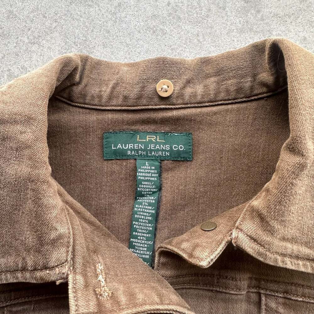 Lauren Jeans Co. Women's Brown Denim Trucker Jacket - Large - Picture 3 of 6